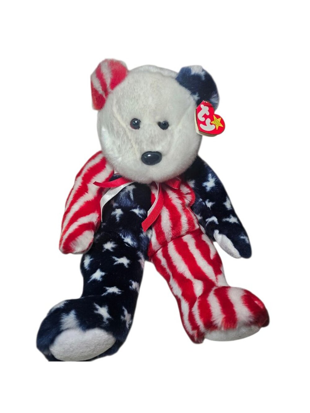 TY Beanie Buddy Spangle Patriotic Teddy Bear 1999 14" USA America